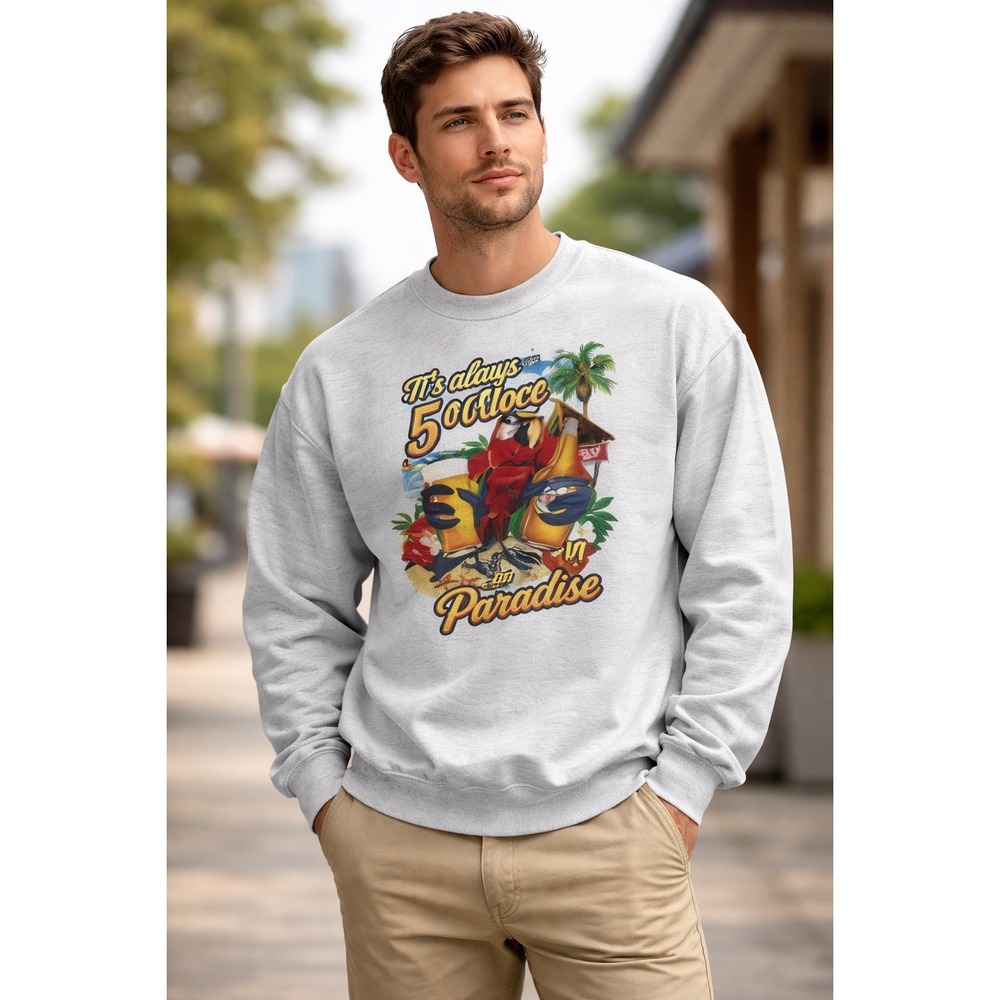 Vintage Sweatshirt "It's Always 5 O'Clock In Paradise" Mens Medium Graphic